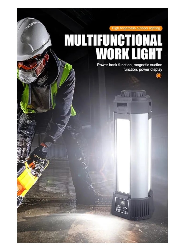 LIVVY - Rechargeable LED Work Light with Stand, Portable Cordless Work Light 3-head, 500/1500/2500 Lumen, Camping Light with Detachable Tripod, - Image 1