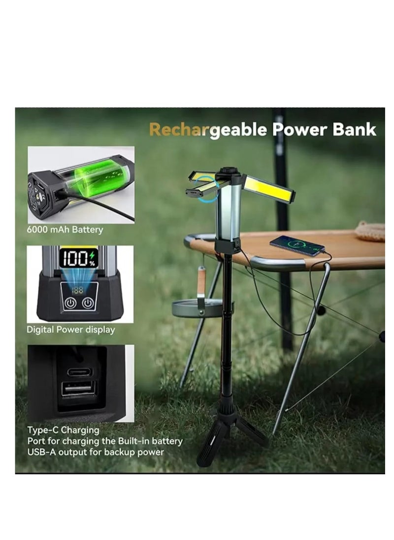 LIVVY - Rechargeable LED Work Light with Stand, Portable Cordless Work Light 3-head, 500/1500/2500 Lumen, Camping Light with Detachable Tripod, - Image 1