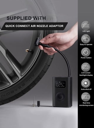 Portable Electric Air Compressor 2,Automatic Air Pump,150 PSI Fast Inflation with LCD Dual Screen for Car, Bicycle, Motorcycle, Ball, Bike, Balloon, Black - view 4