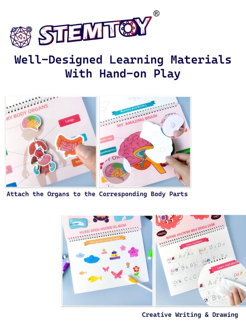 STEMTOY Quiet Book Busy Book for Toddlers, Montessori Homeschool Preschool STEM/ STEAM Educational Toy, Interactive Early Learning Activity, Sensory Cognitive Development Fine Motor Skills, Portable Washable Travel Gift for Babies Kids Boys Girls Ages 3-6 (Human Body Anatomy) - Image 5