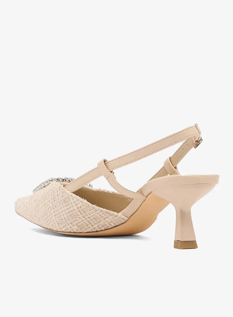 Truffle Low Heeled Sling Back Pumps