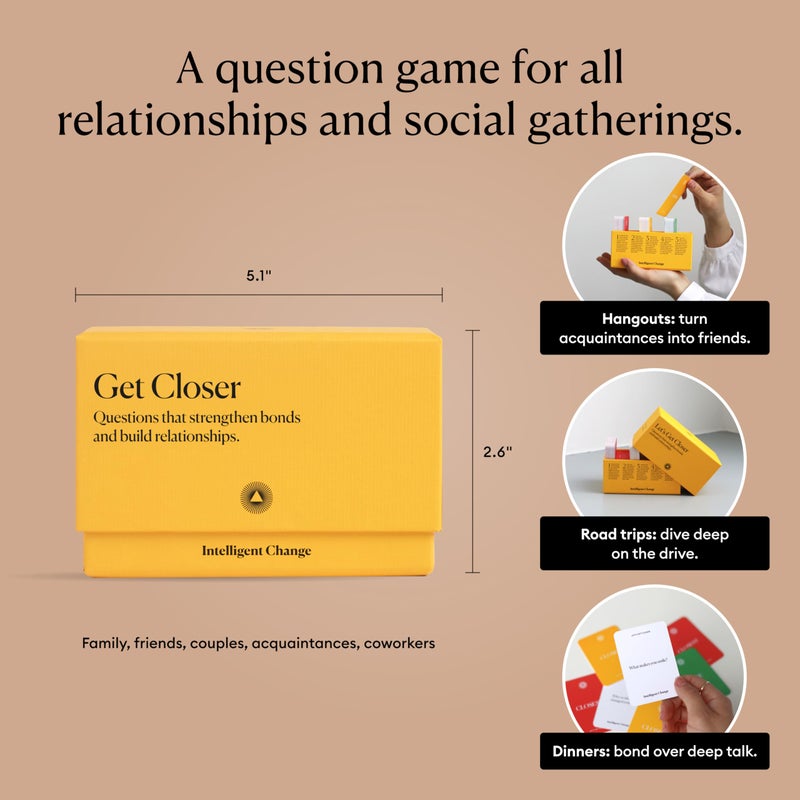 Intelligent Change Get Closer Social Bonding Card Game, Conversation Starters with Fun Questions & Activities, Talking Games for Adults, Icebreaker Game with 100 Question Cards - Image 5