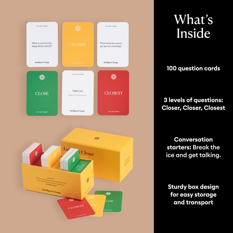 Intelligent Change Get Closer Social Bonding Card Game, Conversation Starters with Fun Questions & Activities, Talking Games for Adults, Icebreaker Game with 100 Question Cards - Image 3