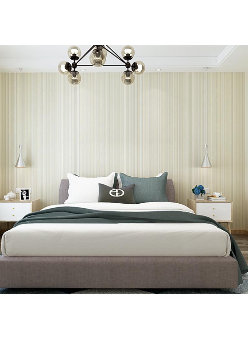 YQbest ورق جدران أصفر فاتح مخطط بسيط، 53x950 سم (عرض x طول) ورق جدران غير منسوج سهل التركيب - مثالي لغرفة النوم، غرفة المعيشة، ديكور الفنادق، تجديد الجدران المنزلية والتجارية - Image 2