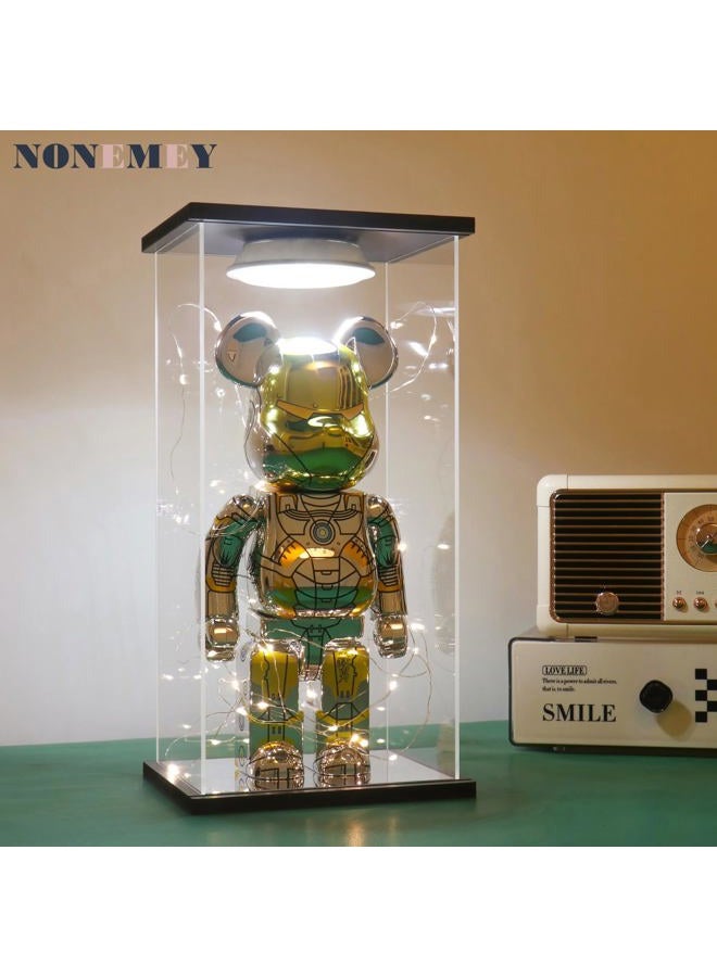 NONEMEY Clear Acrylic Display Case with Remote Control Light for 1000% Bearbrick, Dustproof Model Showcase Organizer Box, Display Case for Collectibles Bearbrick (15.7x12x30inch,40x30x76cm) - Image 2