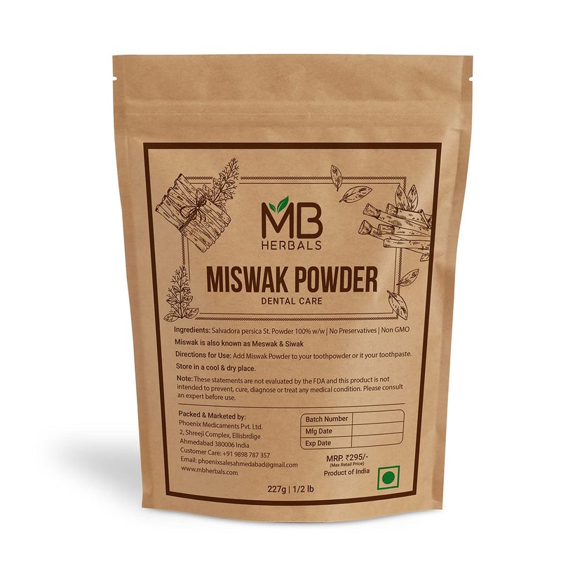 MB Herbals Miswak Powder 8 oz 05 lb 100 Pure Siwak Sewak Salvadora persica Natural Tooth Powder Miswaq Toothpowder