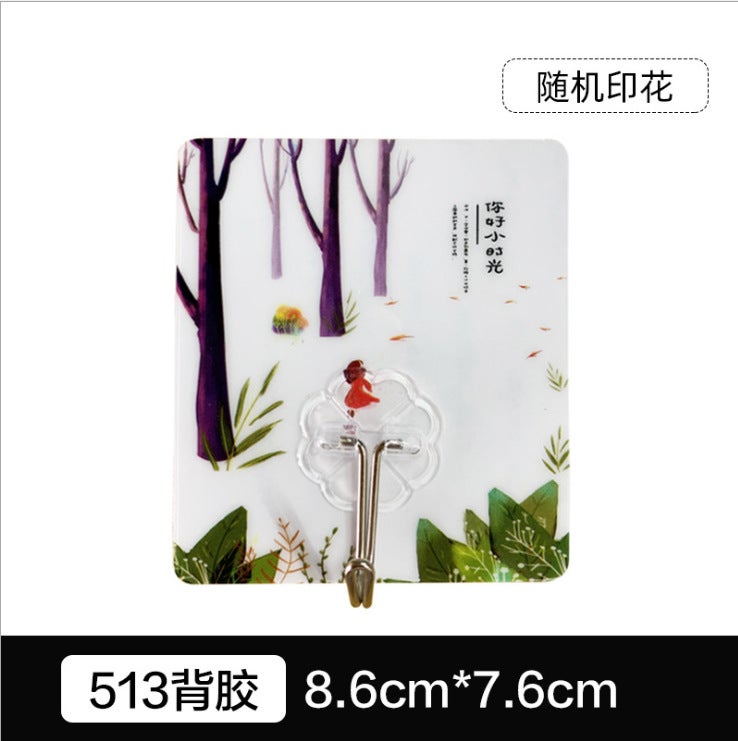 Thick Square Transparent Wall Hooks, No Damage, Washable, Seamless Printing random 
