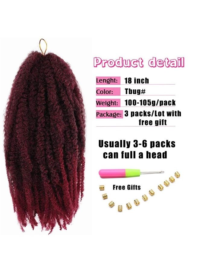 BAISAI 3 Pack Marley Braiding Hair Tbug Marley Twists Hair 18 Inch Long Afro Kinky Marley Hair for Women Twists Crochet Hair(Tbug#) - Image 2
