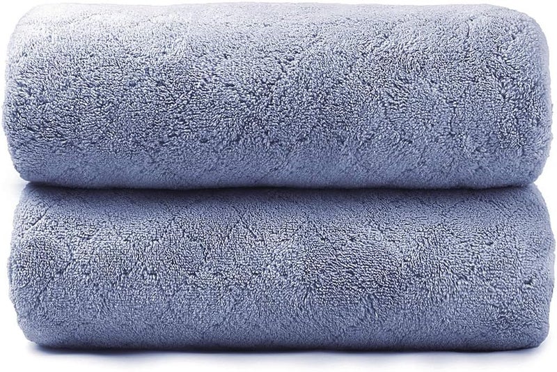 JML Microfiber Bath Towels, Ultra Soft, Super Absorbent, Fast Drying, No Fading, Large Body Towel Set for Shower, Gym, Suana, Sport, Travel, Fitness, SPA,Yoga (Coral Fleece Blue, 30 in x 60 in) - Image 2