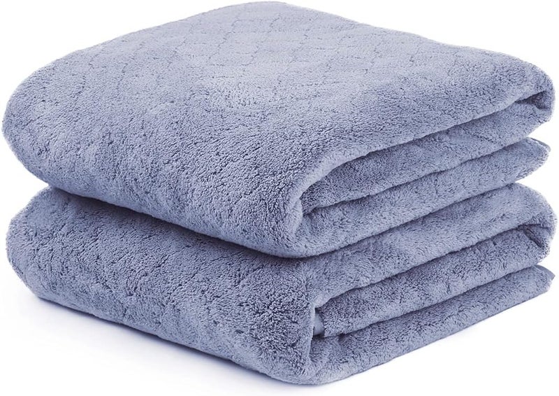 JML Microfiber Bath Towels, Ultra Soft, Super Absorbent, Fast Drying, No Fading, Large Body Towel Set for Shower, Gym, Suana, Sport, Travel, Fitness, SPA,Yoga (Coral Fleece Blue, 30 in x 60 in) - Image 1