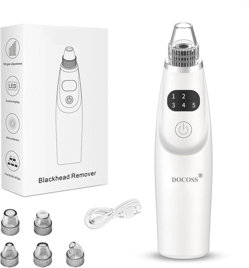 DOCOSS Ultrasonic Black head Remover Tool -Rechargeable White heads & Blackhead Removal Machine for Nose with 5 Suction Levels and Probes, Pore Cleansing Machine for Skin Lifting & Brighter Face - Image 1