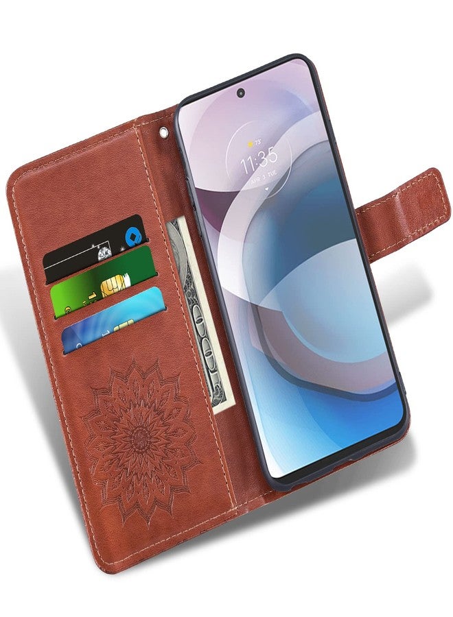 Asuwish Phone Case for Moto One 5G Ace/Motorola G G5 2021 Wallet with Tempered Glass Screen Protector Leather Slim Flip Cover Card Holder Stand MotoOne 1 One5G UW Ace 6.7 XT2113-3 XT2113-5 Women Men Brown - Image 3