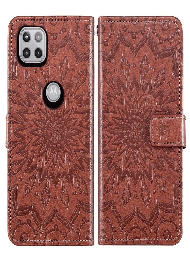 Asuwish Phone Case for Moto One 5G Ace/Motorola G G5 2021 Wallet with Tempered Glass Screen Protector Leather Slim Flip Cover Card Holder Stand MotoOne 1 One5G UW Ace 6.7 XT2113-3 XT2113-5 Women Men Brown - Image 5
