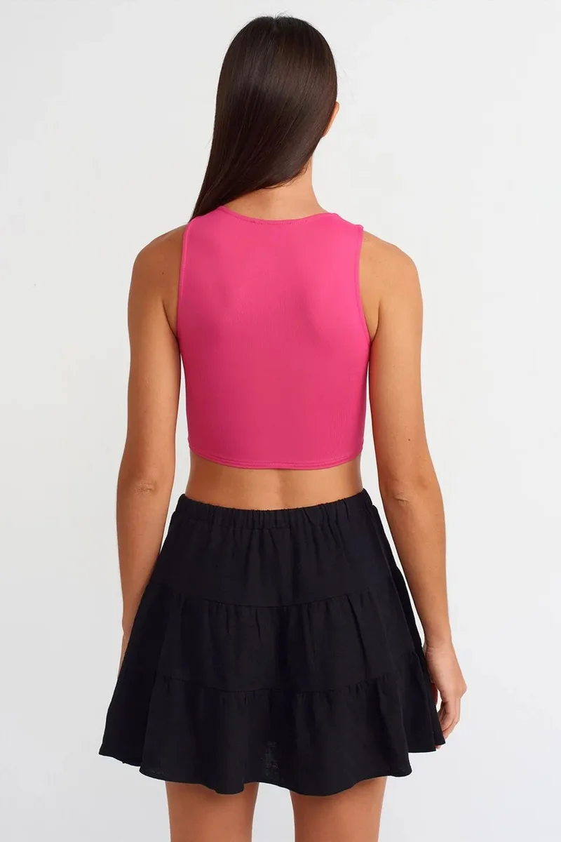 Dilvin Bright Pink DILVIN Slim Fit Crop Top for Women | Best Price UAE