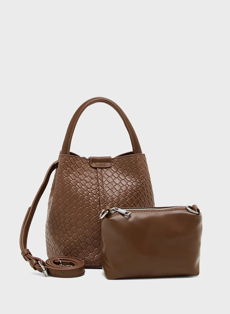 Ginger Textured Shoulder Bag with Pouch