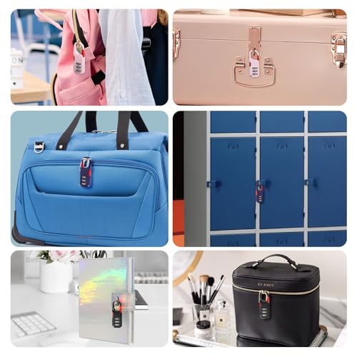 BARRYSAIL Mini Padlock, BARRYSAIL 3 Pcs Small Locks Set with 3 Digits Combination for Kids Diary Backpack Zipper (Black+Blue+Pink) - Image 4