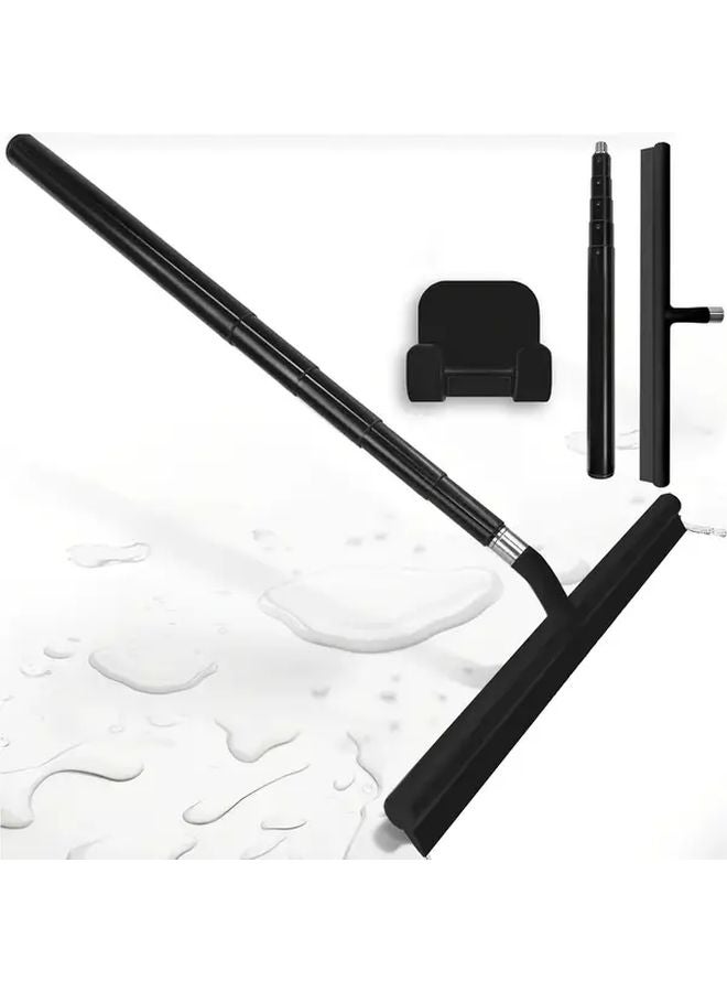 3 In 1 Telescopic Set Adjustable Pole Silicone Squeegee For Shower Doors Windows - Image 2