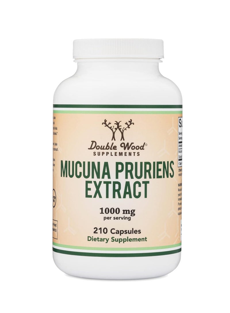Double Wood Supplements Mucuna Pruriens Extract Supplement Dopamine Boosting 1000 mg 210 capsules - Image 1