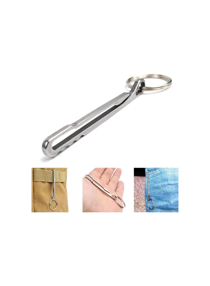 GGOOT Key Belt Holder, Edc Suspension Clip Hanger Clip Pocket Clip with Key Ring Multi-purpose Key Holder Used in Belt, Clothes Pockets, Sports Pants, Silver  - Image 3