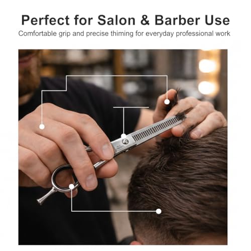 DANIAL Professional Hair Single Thinning Scissor 6.5 Inch | Stainless Steel Barber Thinning Shear | Adjustable Screw | Ergonomic Handle with Finger Rest - Image 5