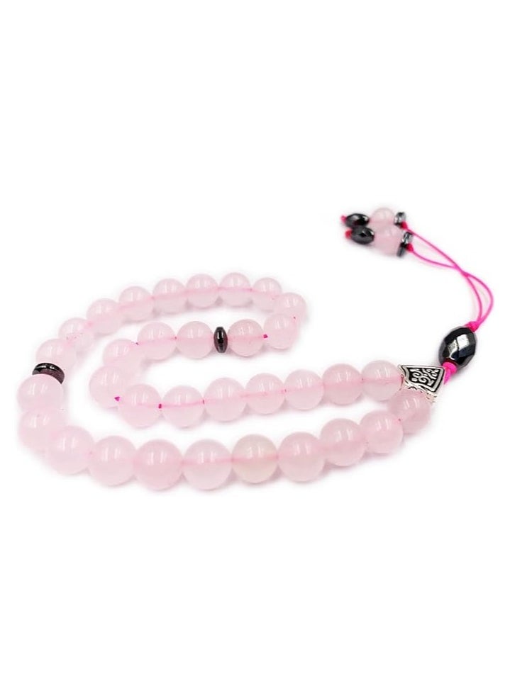 REBUY REBUY Rose Quartz  Natural Gemstone Islamic Prayer 33 Beads Tasbih  - Image 1