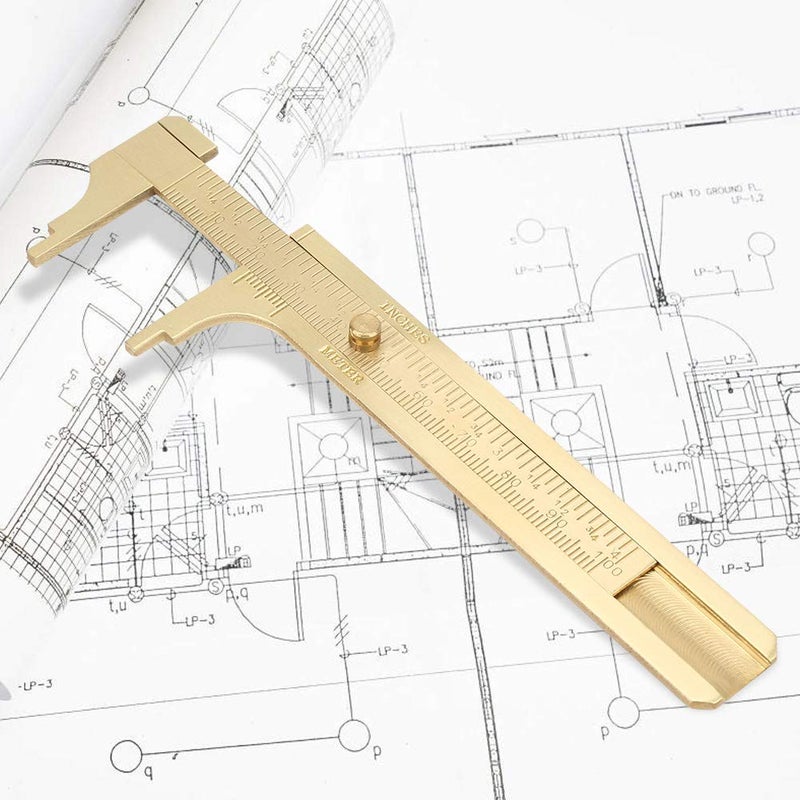 Brass Vernier Caliper 100mm Sliding Measurement Tool Double Scale Pocket Ruler For Jewelers - Image 4