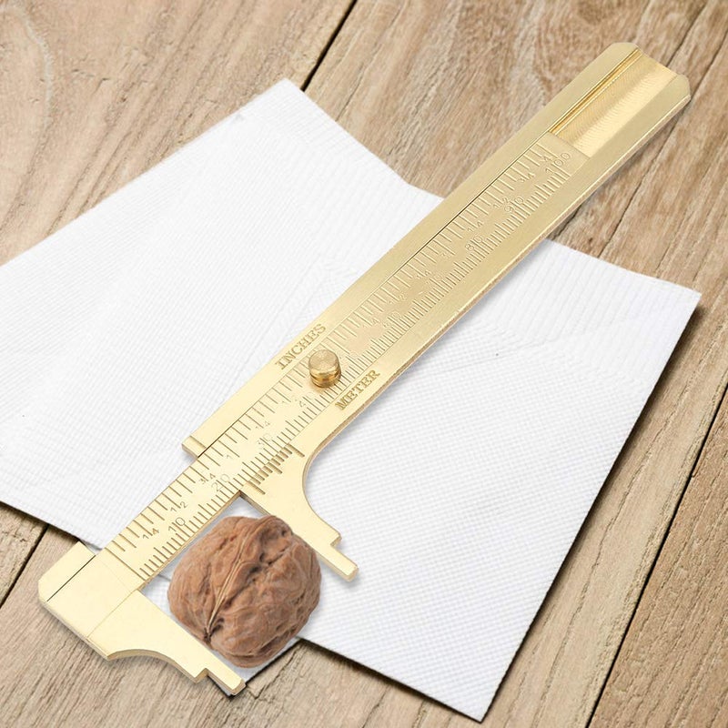 Brass Vernier Caliper 100mm Sliding Measurement Tool Double Scale Pocket Ruler For Jewelers - Image 3