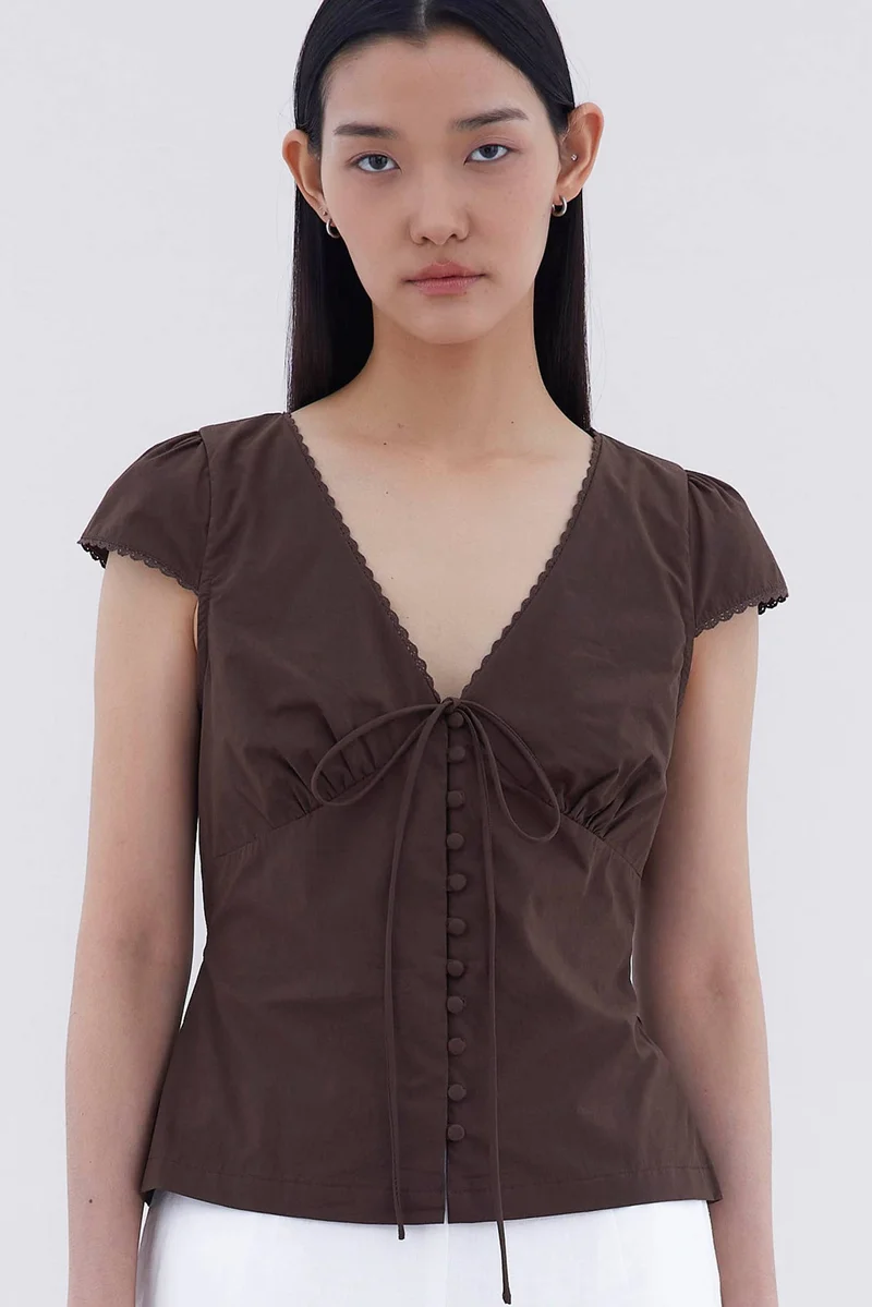 ذا اديتورز ماركت Mariette Lace Trim Fitted Blouse