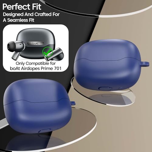 Sounce Premium Silicone Earphone Case Cover Compatible with Boat Airdopes Prime 701 ANC – Shock Absorbing Protective Skin with Soft Anti-Slip Grip, Scratch & Dust Resistant, Front LED Visible (Blue) - Image 3