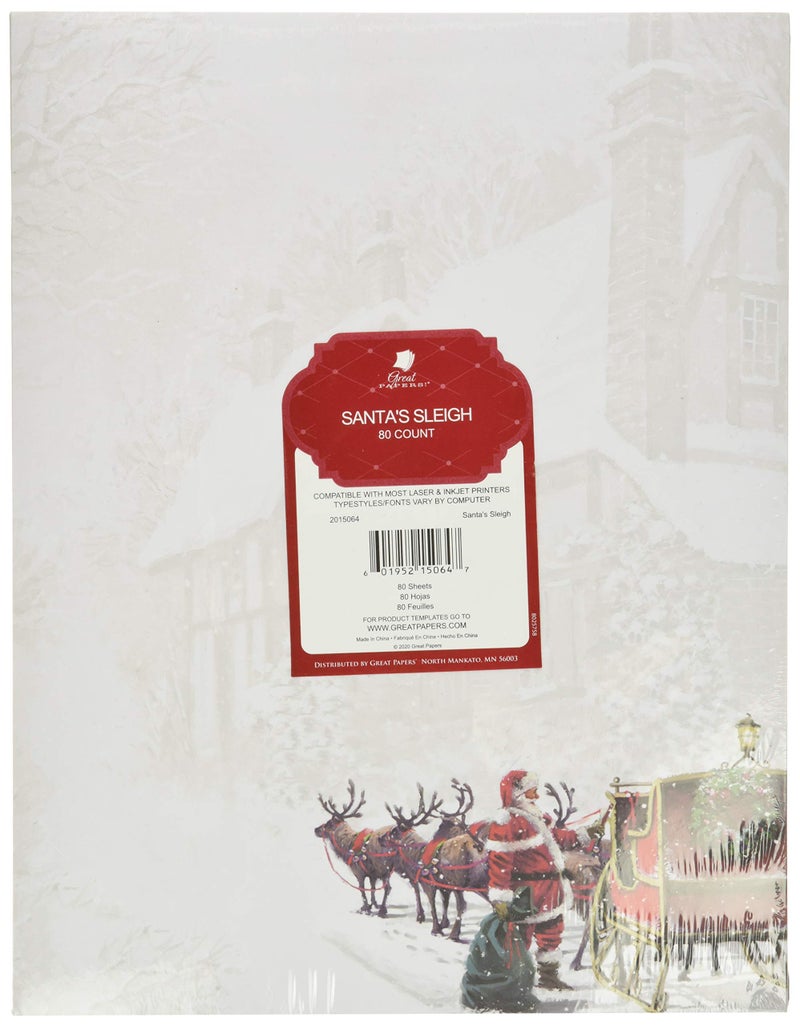 Great Papers! Santa's Sleigh Letterhead, 80 count, 11" x 8.5" (2015064) - Image 2