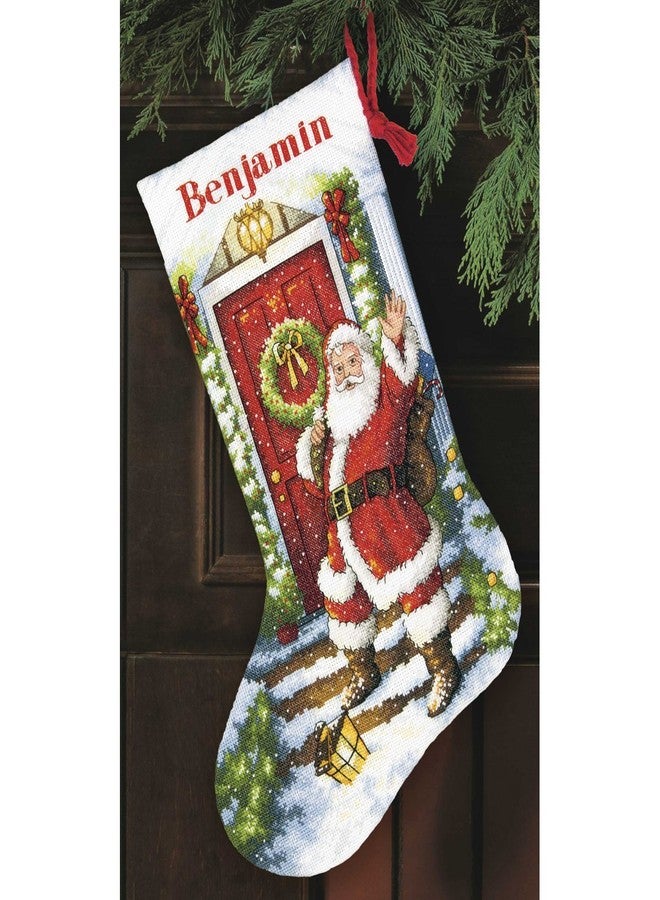 Dimensions Gold Collection Counted Cross Stitch 'Welcome Santa' Personalized Christmas Stocking Kit, 18 Count White Aida, 16'' - Image 2
