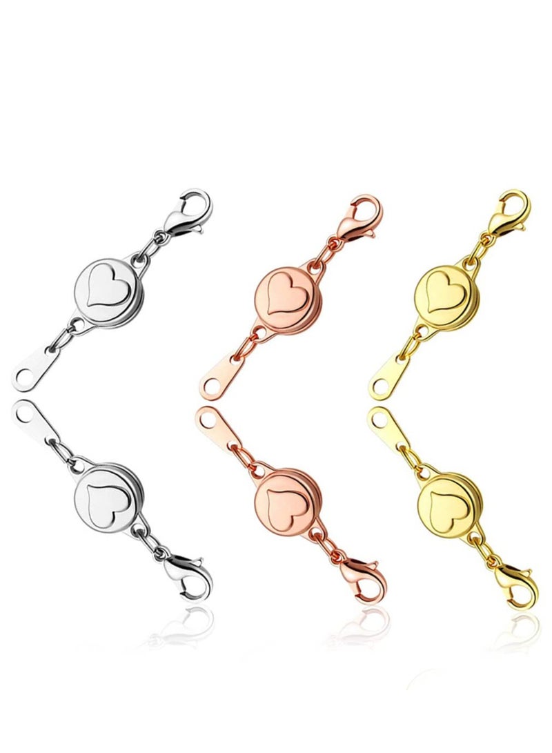 SYOSI Set of 6 Locking Magnetic Clasp, Heart Embedded Necklace Clasp, Magnetic Necklace Clasps Closures, Magnetic Lobster Clasps Converter for DIY Necklace Bracelet Jewelry Crafts Making Supplies  - Image 1