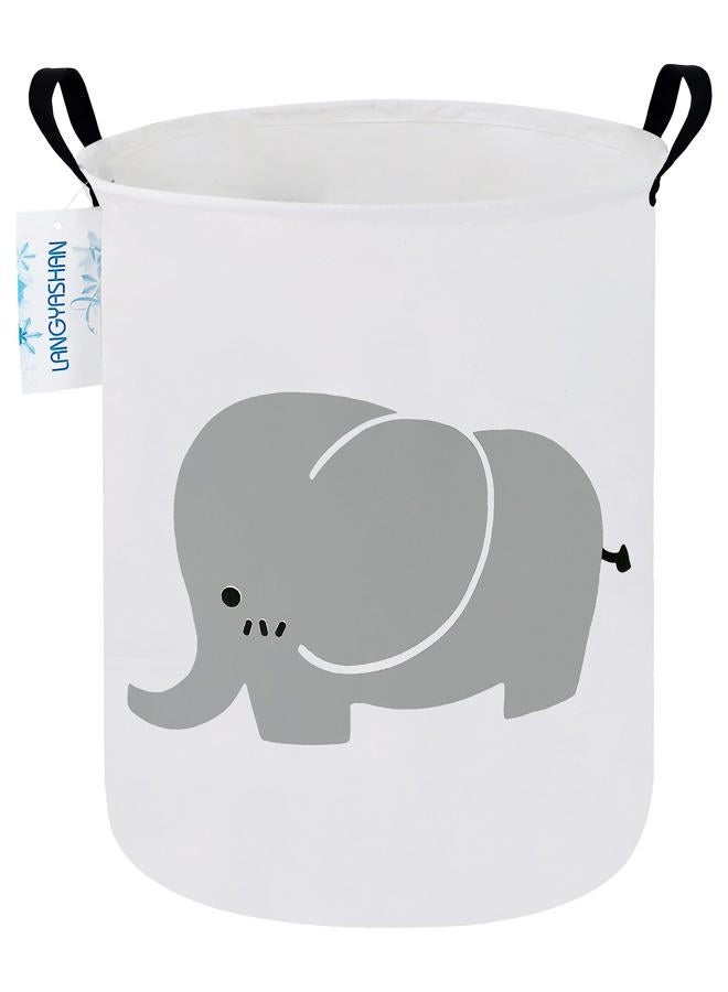 LANGYASHAN Storage Binï¼Å'Canvas Fabric Collapsible Organizer Basket for Laundry Hamper,Toy Bins,Gift Baskets, Bedroom, Clothes,Baby Nursery (Elephant) - Image 1