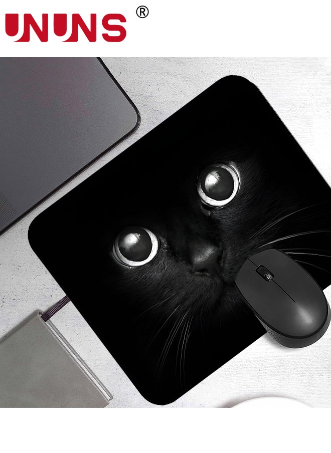 UNUNS - Black Cat Gaming Mouse Pad Custom,Black Cat With White Eye Looking Design Mousepad,Non-Slip Rubber Rectangle Mouse Pad,For Computers Desktops PC Laptop 9.5 X 7.9 Inch (240X200X3mm) - Image 1
