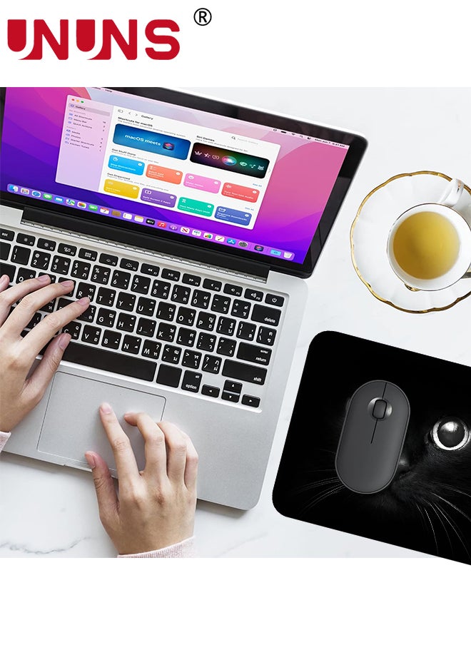 UNUNS - Black Cat Gaming Mouse Pad Custom,Black Cat With White Eye Looking Design Mousepad,Non-Slip Rubber Rectangle Mouse Pad,For Computers Desktops PC Laptop 9.5 X 7.9 Inch (240X200X3mm) - Image 1