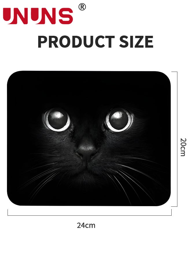 UNUNS - Black Cat Gaming Mouse Pad Custom,Black Cat With White Eye Looking Design Mousepad,Non-Slip Rubber Rectangle Mouse Pad,For Computers Desktops PC Laptop 9.5 X 7.9 Inch (240X200X3mm) - Image 1