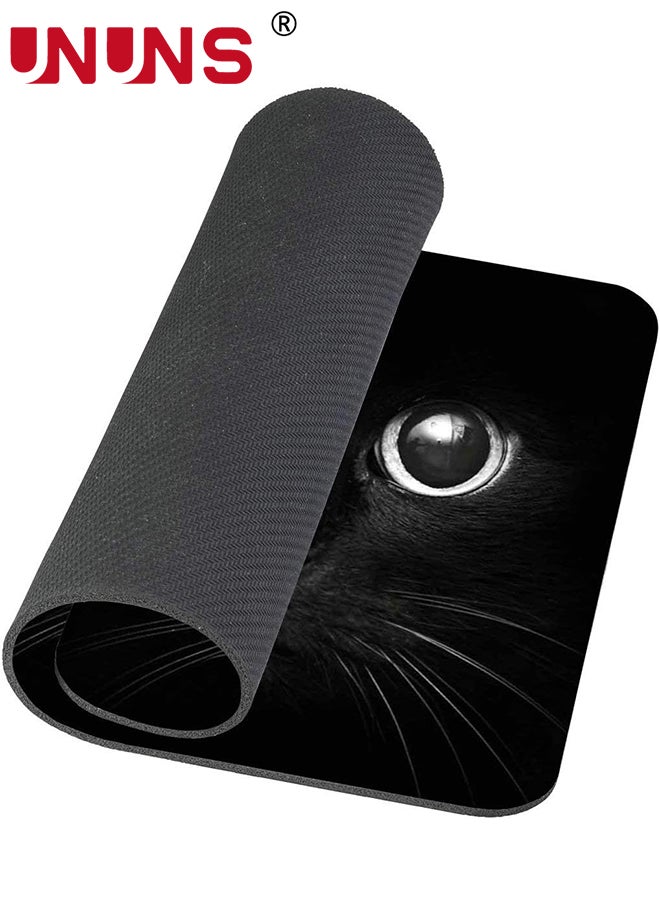 UNUNS - Black Cat Gaming Mouse Pad Custom,Black Cat With White Eye Looking Design Mousepad,Non-Slip Rubber Rectangle Mouse Pad,For Computers Desktops PC Laptop 9.5 X 7.9 Inch (240X200X3mm) - Image 1