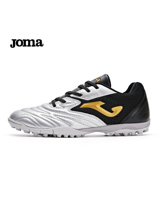 Joma أحذية كرة القدم للأطفال من جومّا، أحذية تدريب رياضية للمدارس الابتدائية، مع مسامير عشب، فضي وأسود، مقاس 36 - Image 1