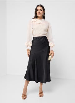ELLA A-Line Satin Skirt  - Image 1