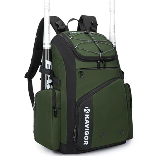 KAVIGOR Baseball Bag for Youth and Adult, Softball Bag 50L Large Capacity Holds 4 Bats, Equipment Backpack with Shoes Compartment - Image 1