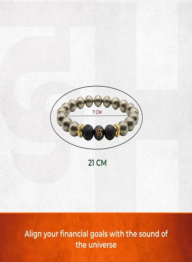 Divine Hindu Wealth OM Pyrite Bracelet for Financial Growth & Success | Natural Pyrite Crystal Beaded Spiritual Healing Jewelry | Money Magnet Stone for Men & Women | Meditation Accessory - Image 2