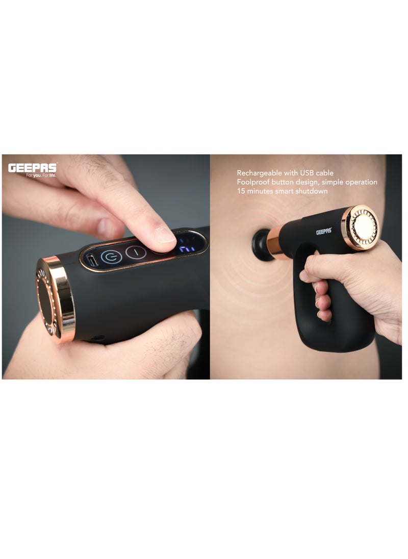 GEEPAS - Rechargeable 4-in-1 Digital Massager, LCD Display, GM86063, 32 Speed Setting, Portable Handheld Muscle Massager for Athletes, Muscle Soreness Relief - Image 1
