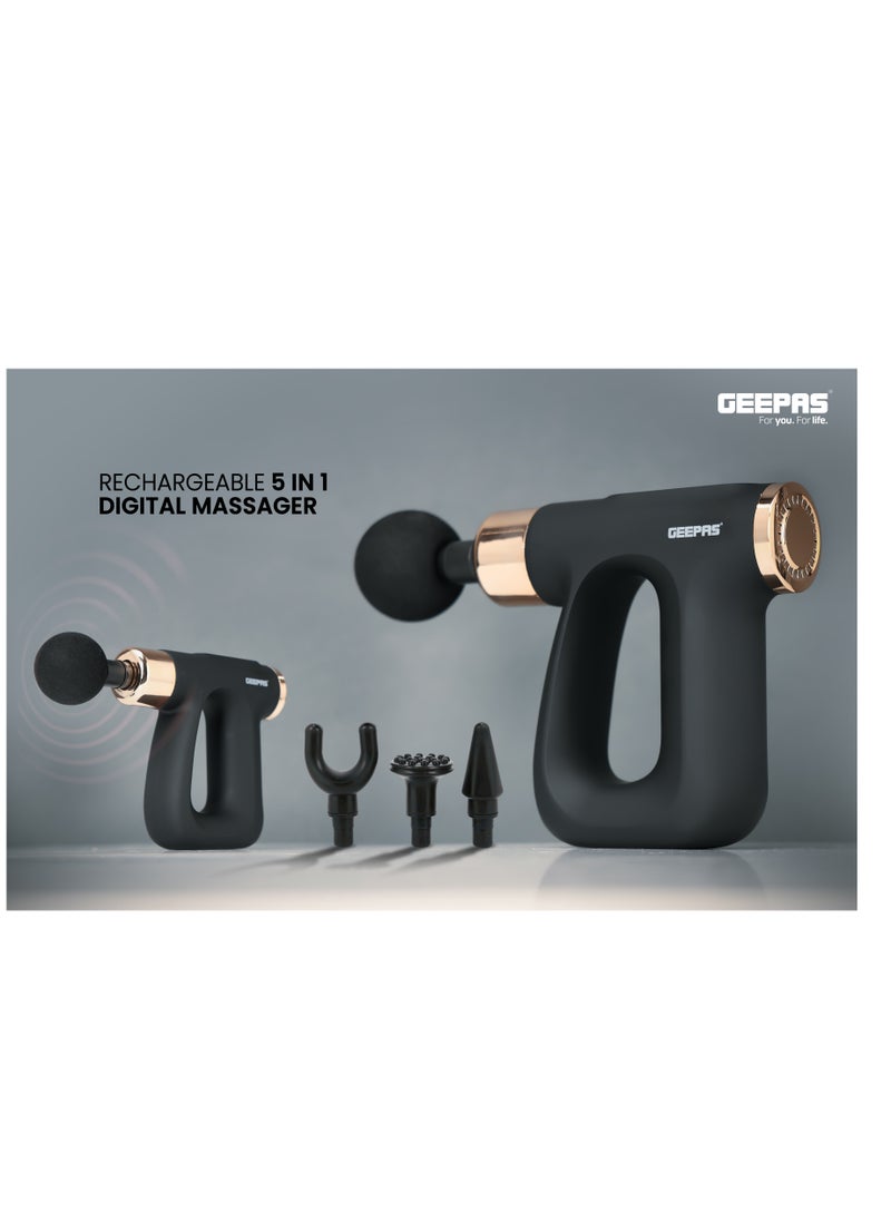 GEEPAS - Rechargeable 4-in-1 Digital Massager, LCD Display, GM86063, 32 Speed Setting, Portable Handheld Muscle Massager for Athletes, Muscle Soreness Relief - Image 1
