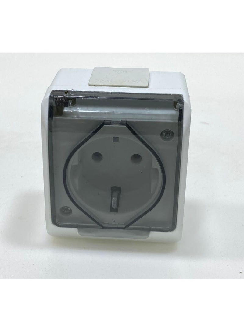250V Outlet with Clear Protective Cover - White (1)