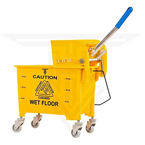 TARGET HYGIENE Single Bucket Wringer Trolley Mini Mop Bucket Wringer Trolley - 20 Liter (Yellow) - Image 3