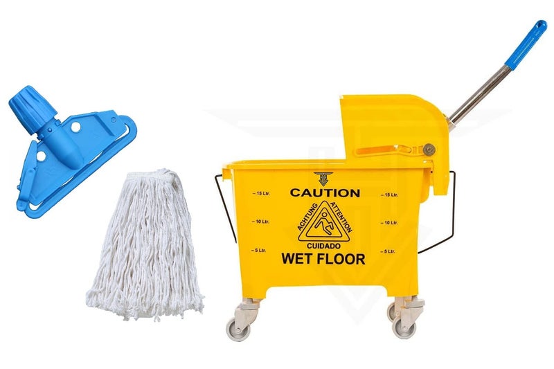 TARGET HYGIENE Single Bucket Wringer Trolley Mini Mop Bucket Wringer Trolley - 20 Liter (Yellow) - Image 1