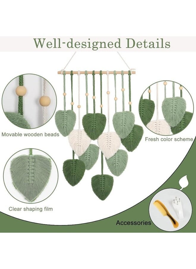 Home Gallery - Macrame Tapestry Handmade With Green Leaves 45X90 cm - Image 1