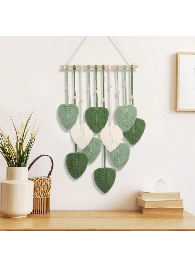 Home Gallery - Macrame Tapestry Handmade With Green Leaves 45X90 cm - Image 1