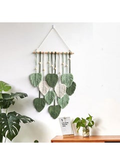 Home Gallery Macrame Tapestry Handmade With Green Leaves 45X90 cm  - Image 1