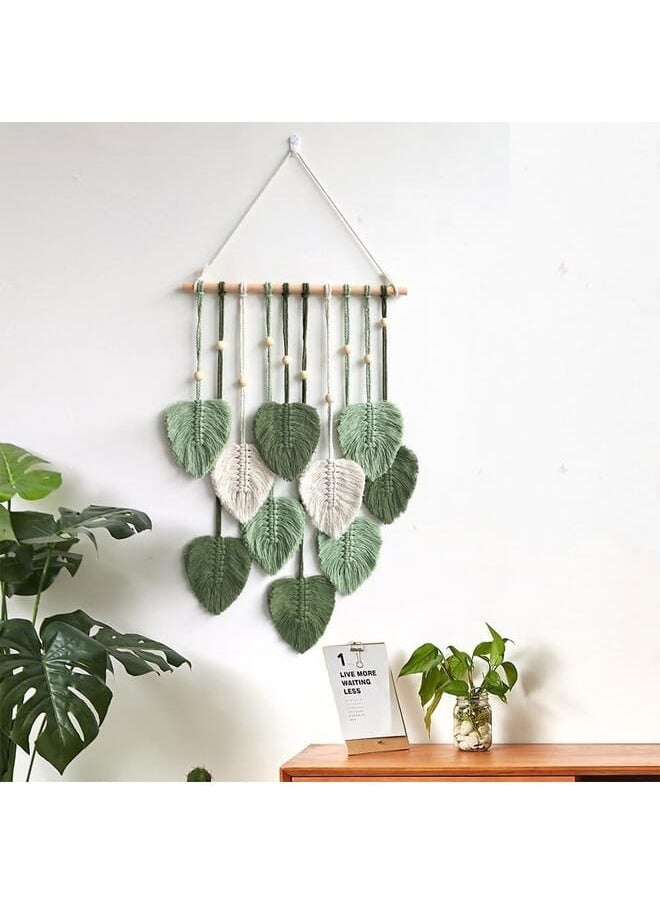 Home Gallery - Macrame Tapestry Handmade With Green Leaves 45X90 cm - Image 1
